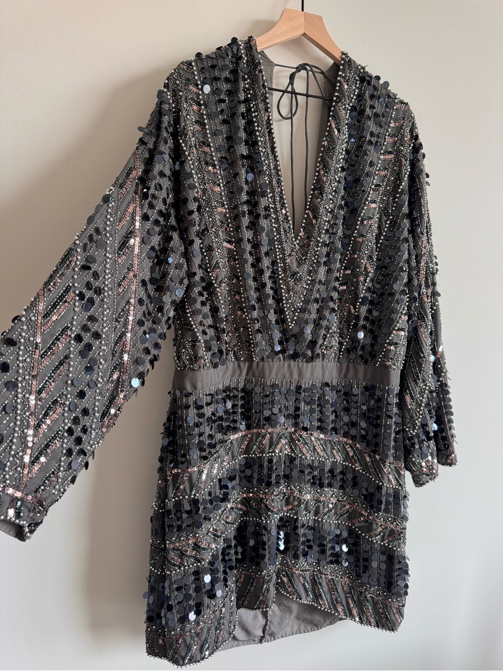 ASOS Design Curve | Rare Embellished Patchwork Silver Sequin Dress ~ NWT US 16 - Picture 9 of 12